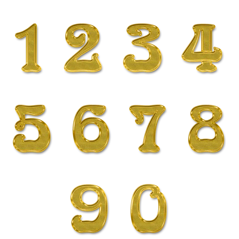 Golden numbers in png format for editing