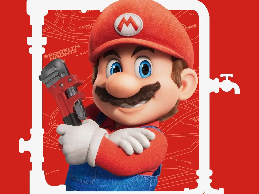 Attractive profile of the character Mario in Super Mario Bros in red