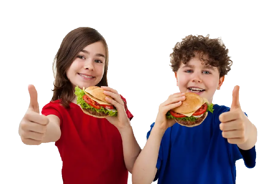 Free download png file of hamburger advertising with children's design