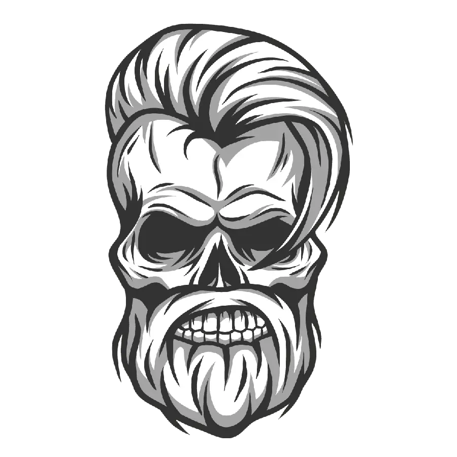 Most famous profile picture of attractive skull with beard and hair