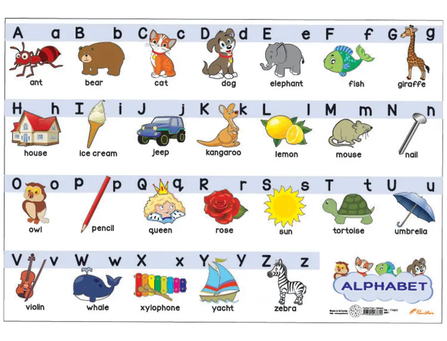 Children's photo of English letters in animal design