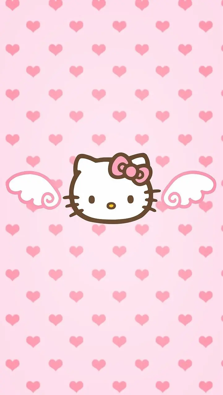 Fantasy Pink Hello Kitty Wallpaper with Heart Design