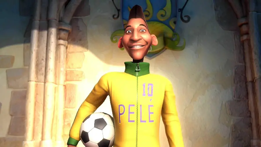 Cartoon photo of Pele, player of the Brazilian national team