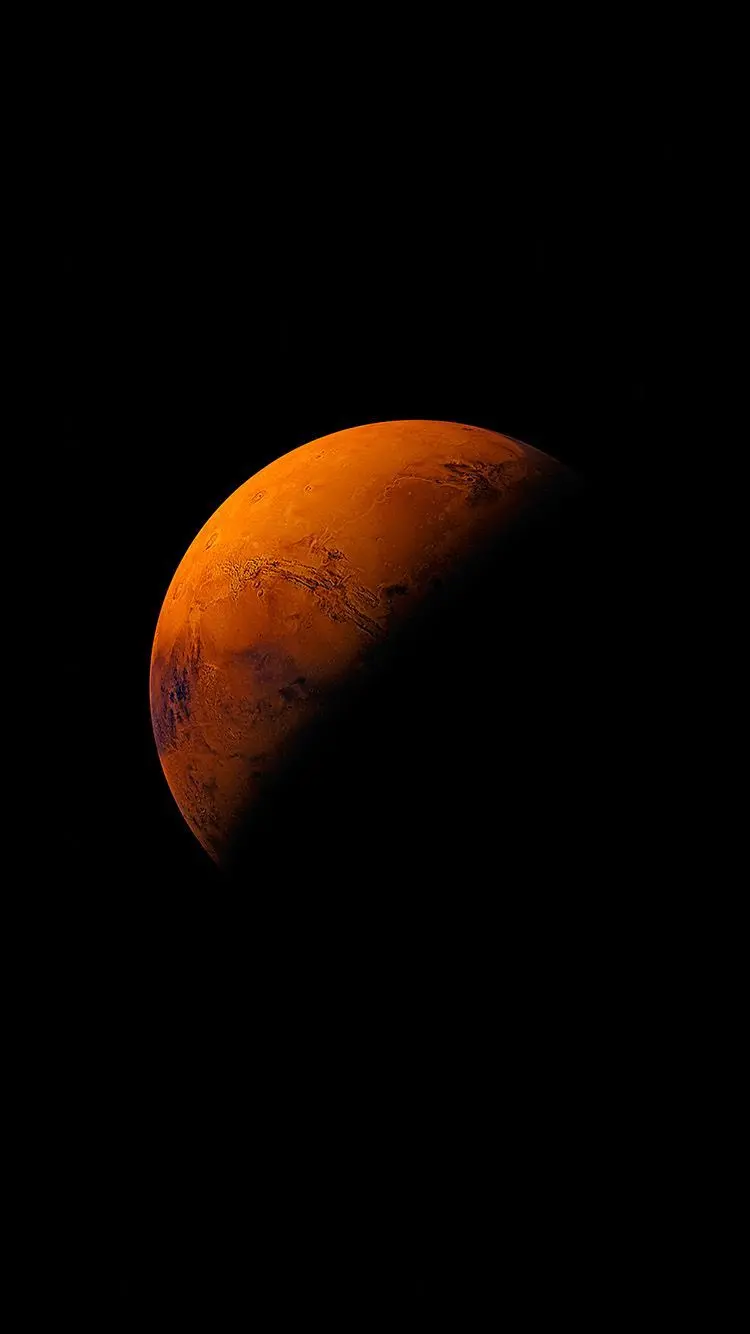Spectacular image of the bright half of planet Mars in high quality