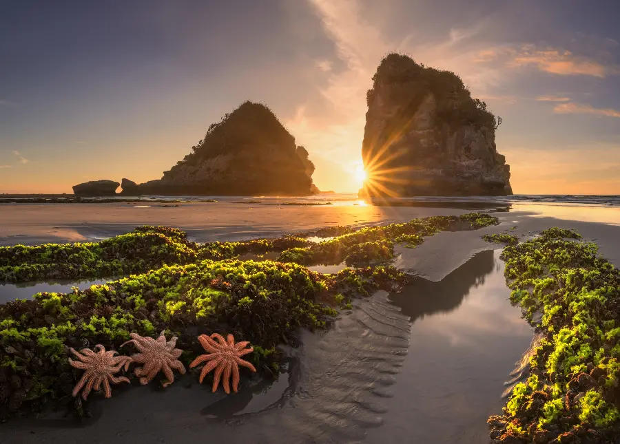 A charming picture of a beautiful sunset and blue water with great quality 