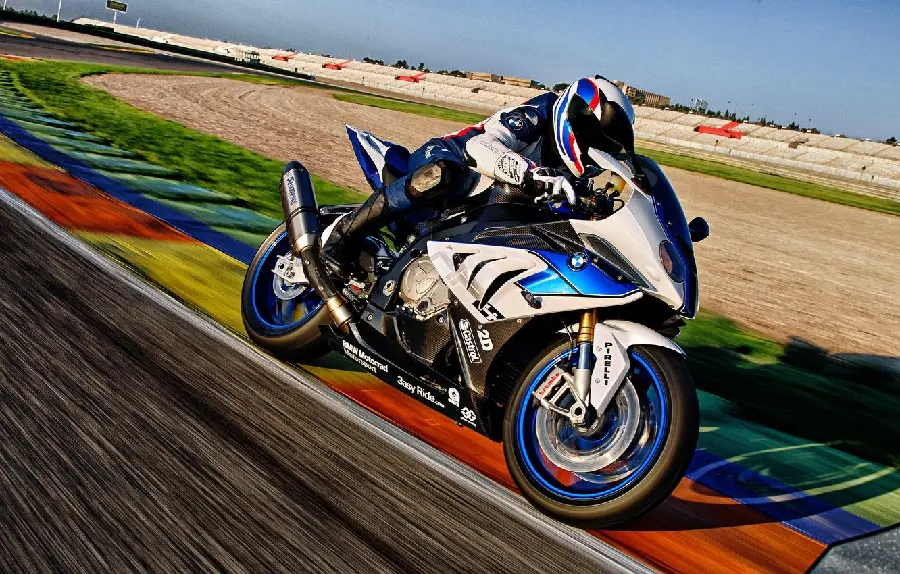 Sports motorbike racing photo on the track