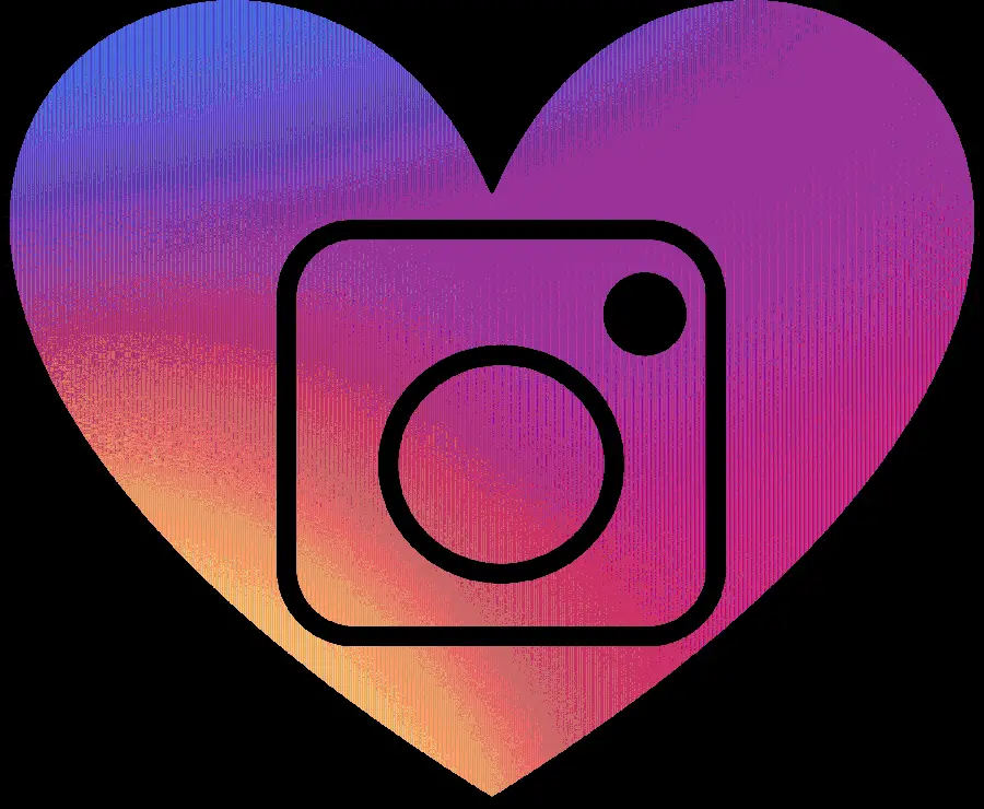 Black Instagram Logo Inside a Heart Cut Out png