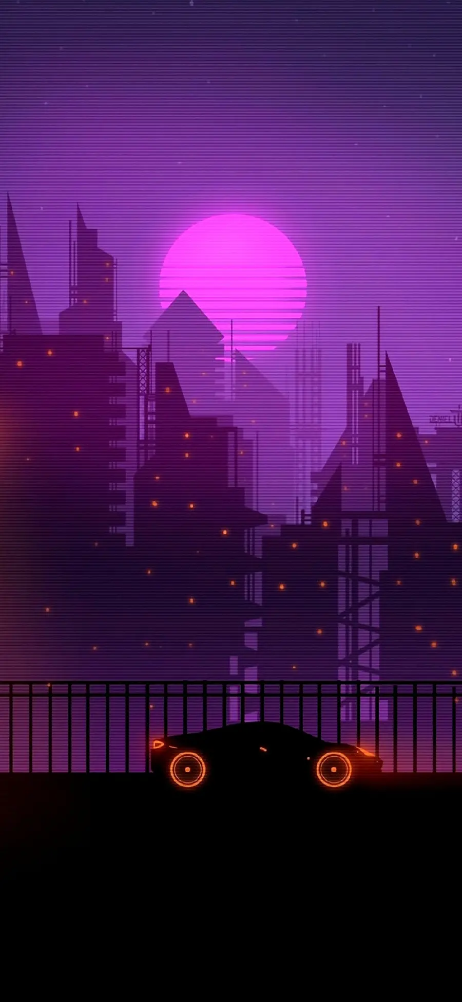 Exciting Wallpaper Luxury Car in Purple City