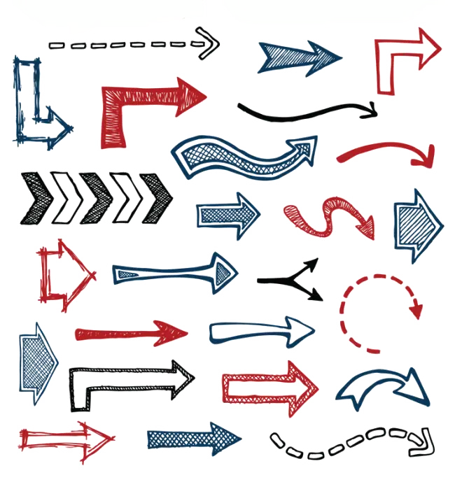 Red Blue Black Vector of Various Arrows and Arrows to the Right PNG