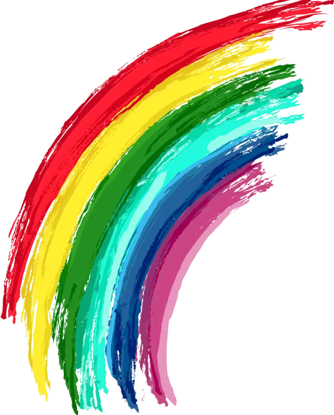Photo without background of rainbow drawing with colored crayons