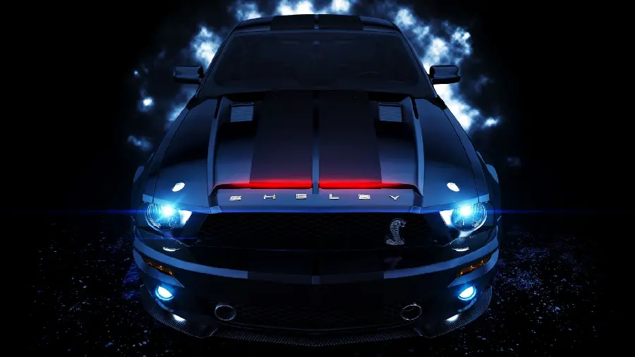 New 2023 Ford Mustang Shelby Car Background and Profile Photo on Dark Background