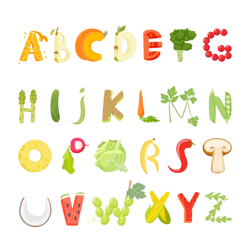 Image of English letters with design Fruit