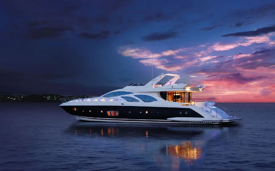Download Beautiful Wallpaper of Luxury Boat at Sunset
