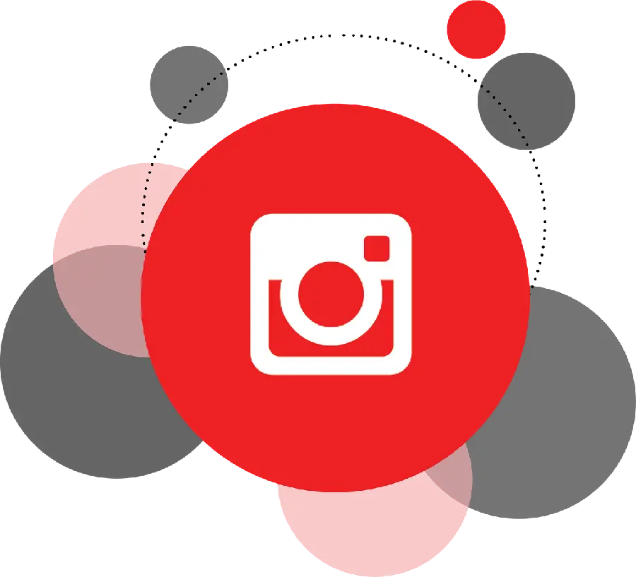 Instagram logo designer for business card in red color without background