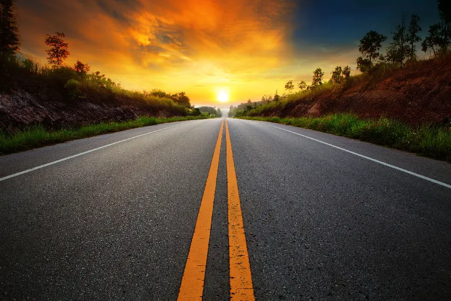 Luxurious and beautiful photo of road and sunset