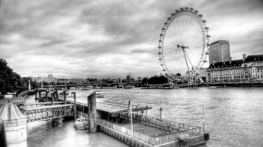 Black and White Art Photo of a Beautiful City Playing by the River