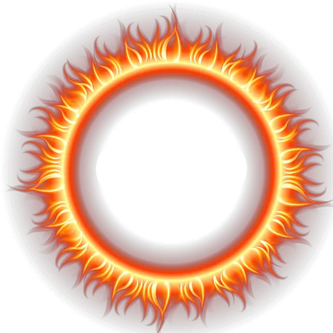 Photo of fiery flares without a background in png format in the shape of a circle