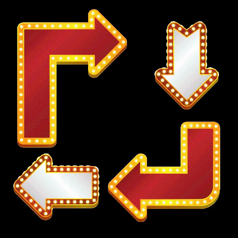 A collection of images of four-light arrows and arrows in white and red PNG