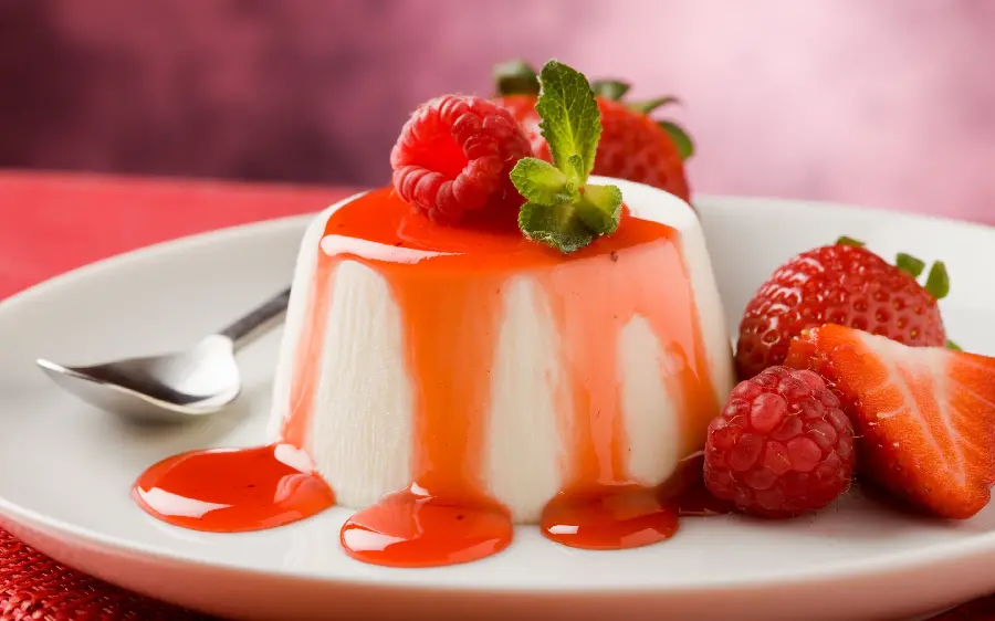 Photo of upside down cup pudding with cute strawberry decoration