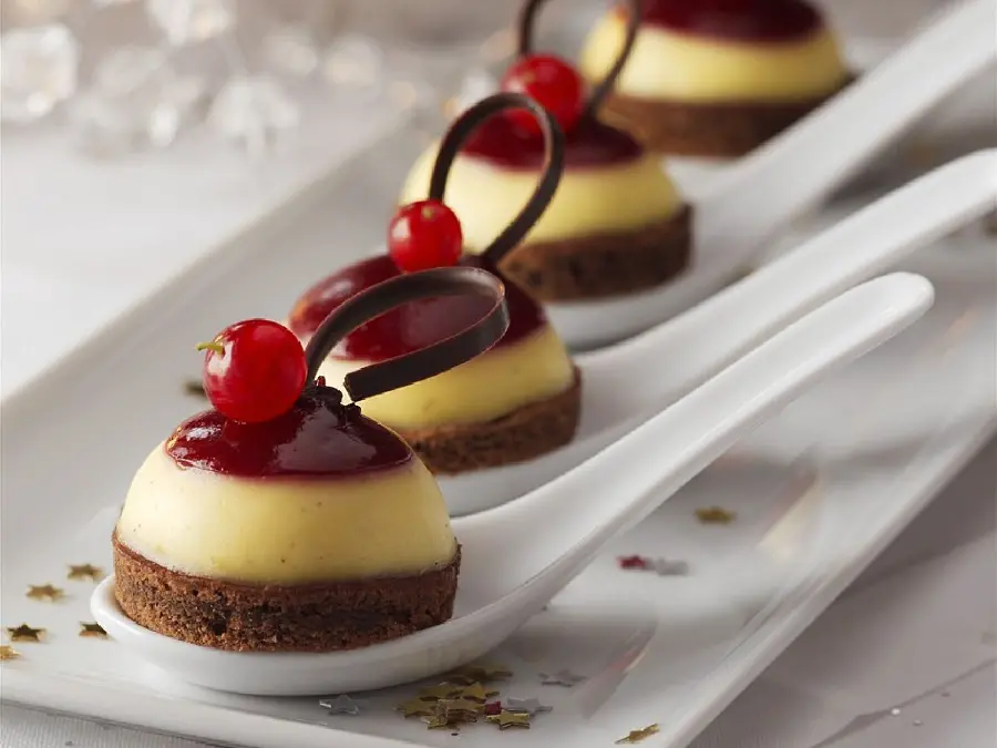 Popular jelly pudding cake photo with red cherry decoration for printing