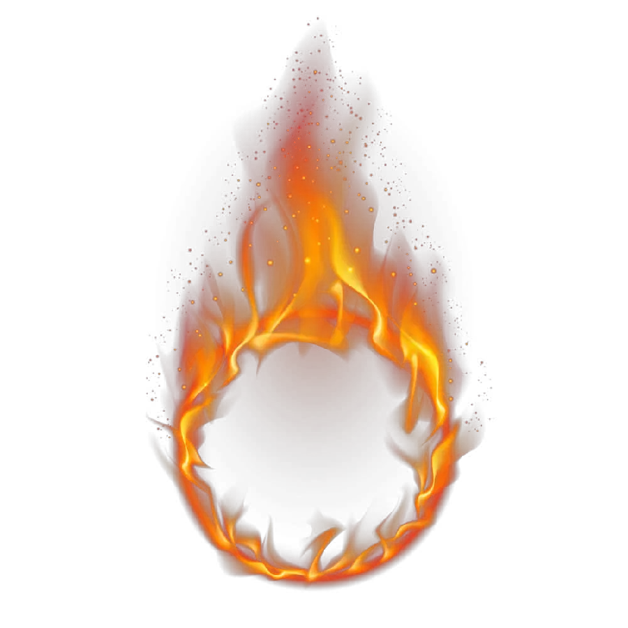 Fiery and flaming circle for editing in png format