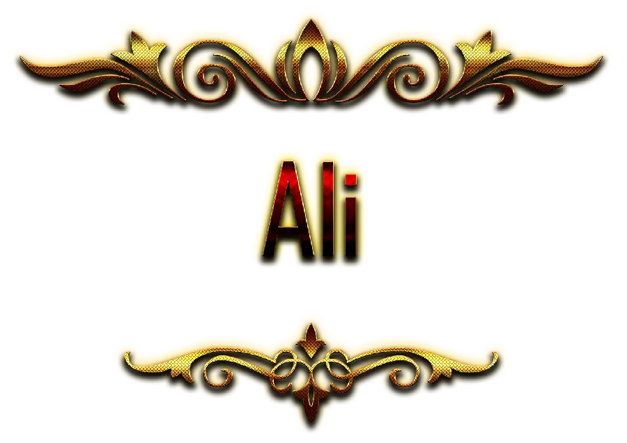 Photo of the teleportation of Ali in English in golden color with 8k quality