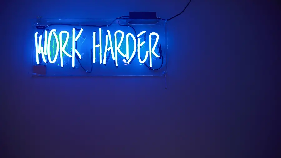 Download motivational college profile with a bright blue headline, work hard