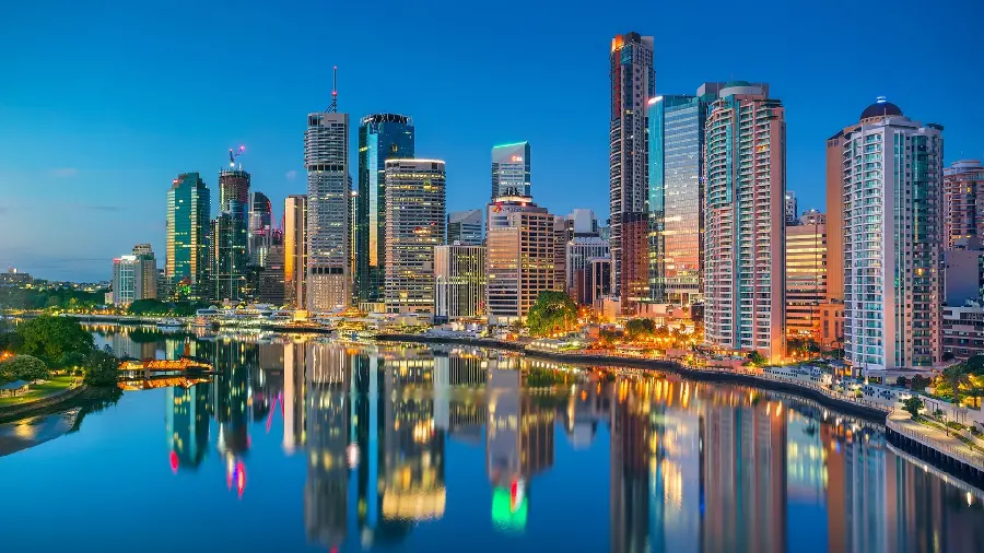 Beautiful and interesting background of large buildings with bright lights 