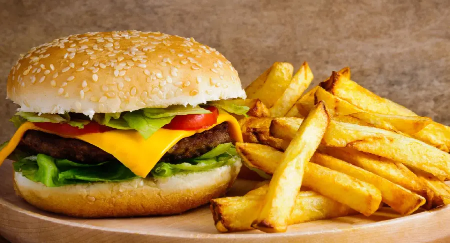 HD photo of Delicious Cheeseburger and French Fries
