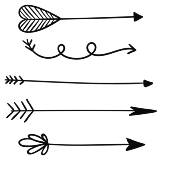 Types of black fantasy arrows and arrows PNG to the right