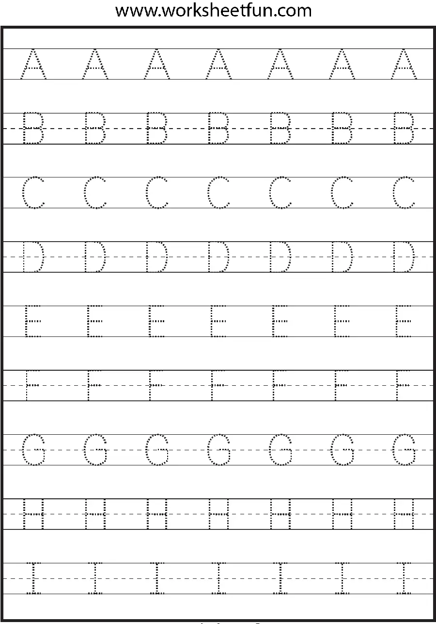 Photos of linear English letters practice