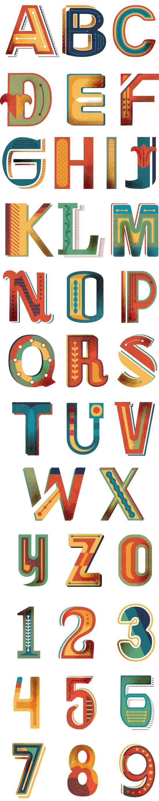 Picture of English letters with emoticons