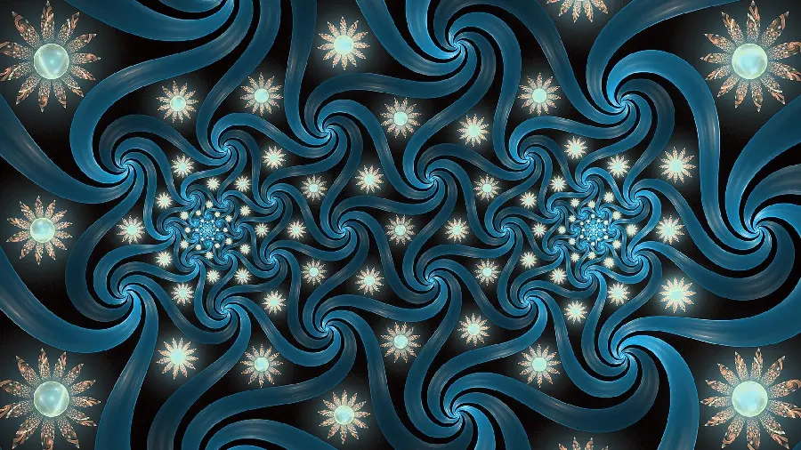 Traditional computer wallpaper with a beautiful blue-gold color theme