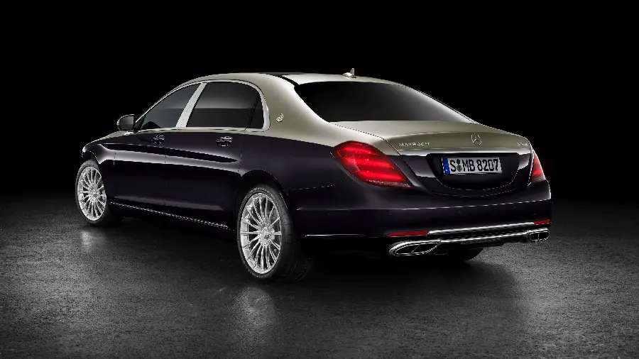 Black Mercedes Benz Maybach Car Rear View Photo