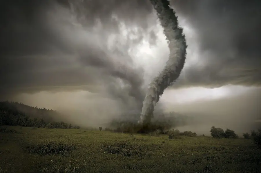 Spectacular picture of a large tornado in nature for Instagram
