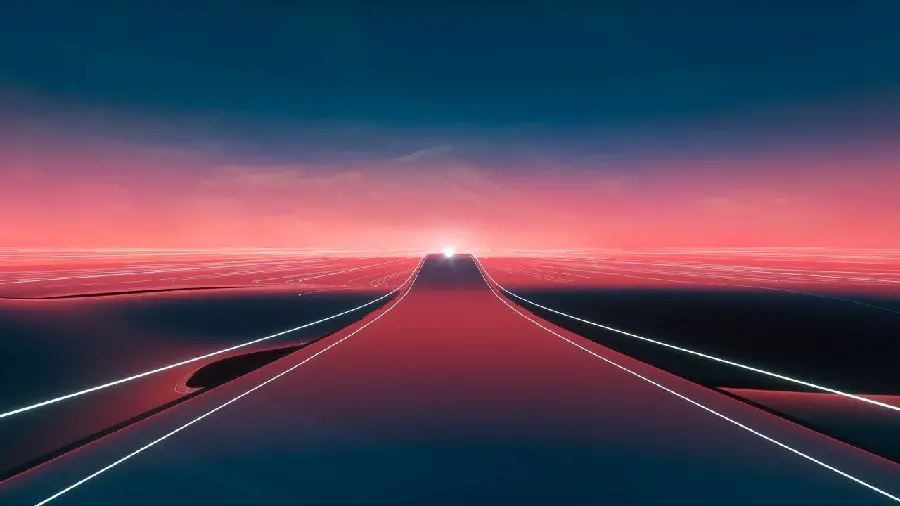 Fantasy road and sunset HD photo