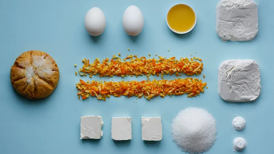 Funny picture of a famous homemade dessert and the ingredients needed to prepare it