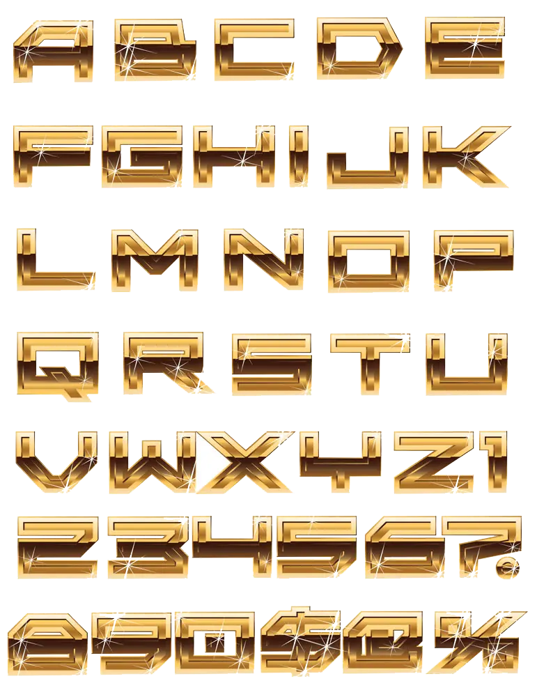 Photo of shiny gold English letters