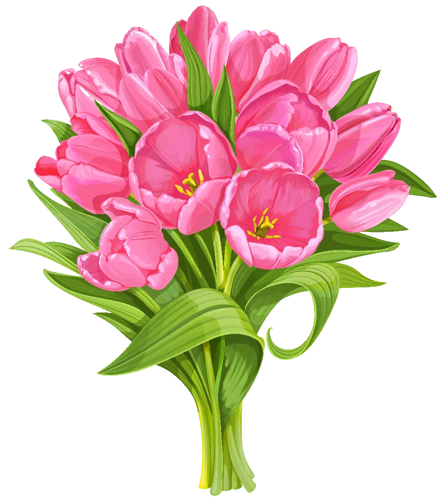 Digital painting of an attractive pink bouquet in png format
