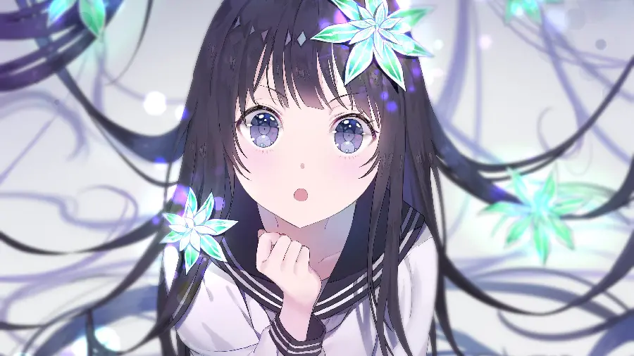 Anime Profile Picture of a Surprised Black-Haired Girl with a Glowing Green Headband
