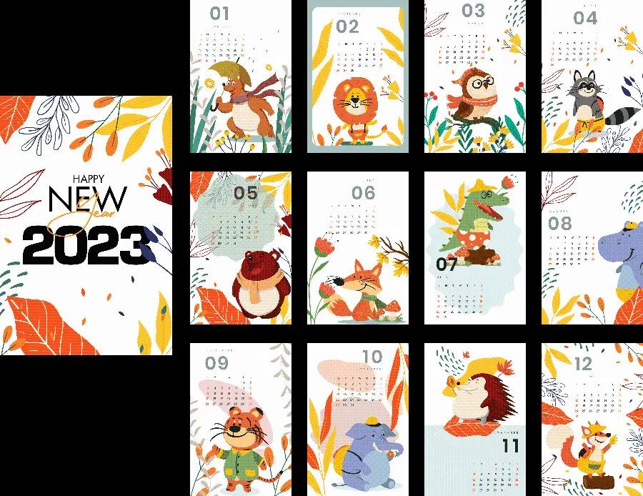 2023 Calendar Photo with Lovely Animal Designs for Printing