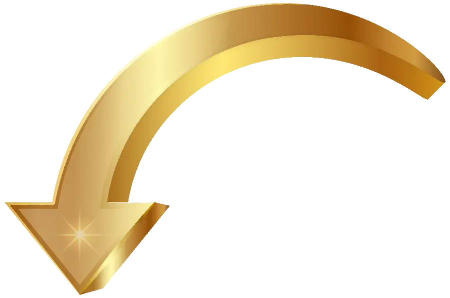 Golden arrow with no background suitable for Photoshop