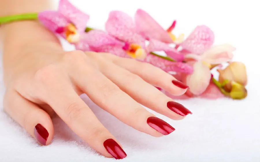 Red trend nail art image suitable for Instagram page 2023