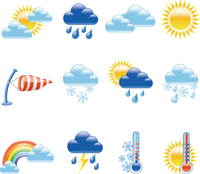 Cartoon Cloud and Weather Signs PNG Image