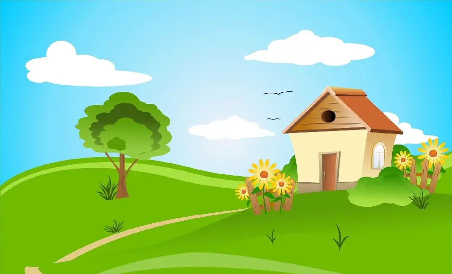 Download Fantasy Background of a House in Beautiful Spring Nature