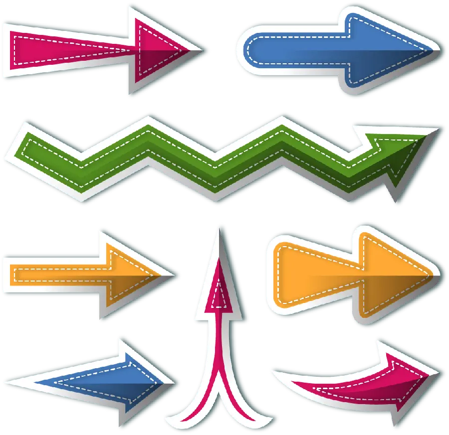 Colorful Arrow and Arrow Smooth Spiral Two Branches in Different Directions