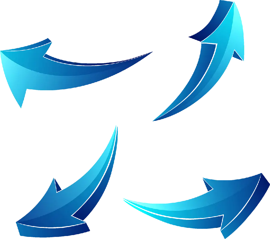 Beautiful Blue Multidirectional Arrows and Arrows PNG