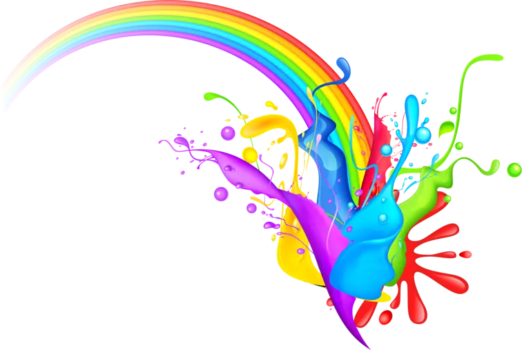 Photo of a rainbow with its constituent colors without a background