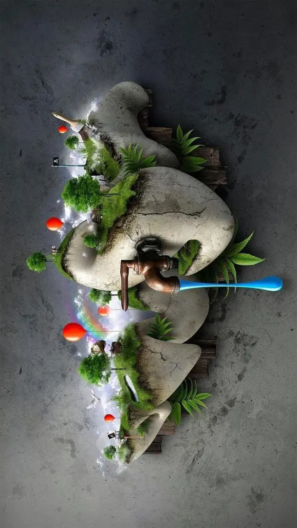 Wallpaper with an interesting and strange fantasy design for Samsung Galaxy A13 4G