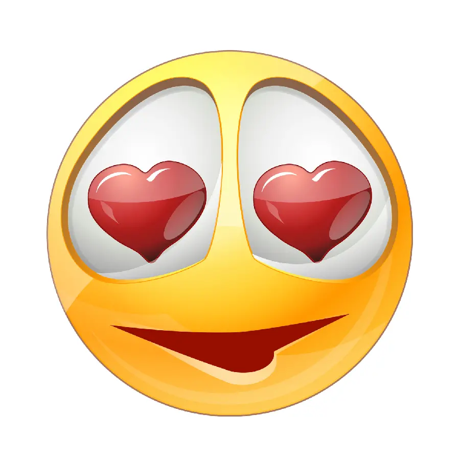 Yellow emoji with heart eyes to express love PNG